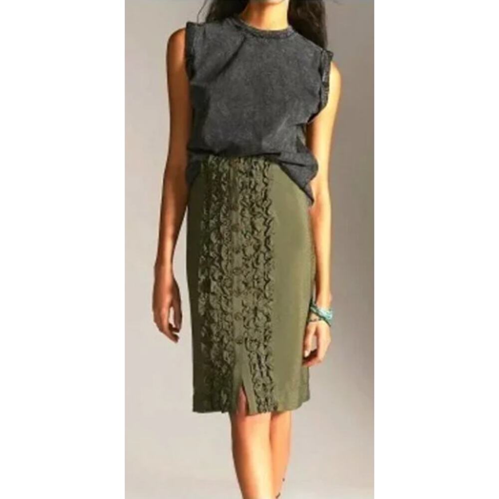 Anthropologie Maeve Ruffle-Front Midi Skirt – Size 6